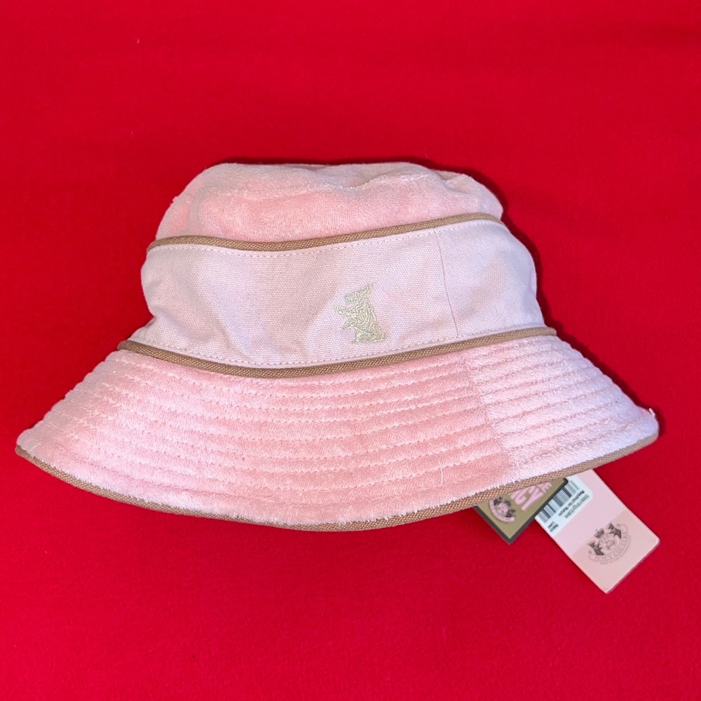 NWT JUICY COUTURE Scottie Dog Logo Pink Terry Bucket Hat Beach Sun Vintage Rare!